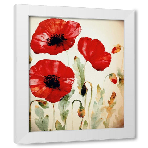 Lipstick Poppies White Modern Wood Framed Art Print by Boho Hue Studio