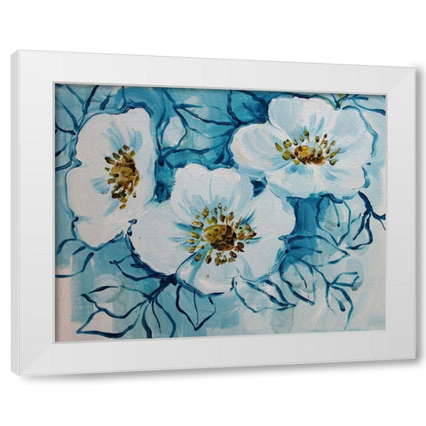 Blossom Bunch 12 White Modern Wood Framed Art Print by Boho Hue Studio