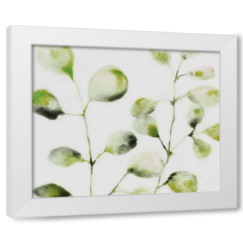 Green Branches White Modern Wood Framed Art Print by Boho Hue Studio