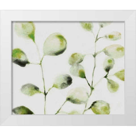 Green Branches White Modern Wood Framed Art Print by Boho Hue Studio