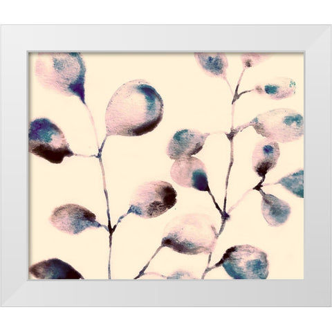 Blue Pink Branches White Modern Wood Framed Art Print by Boho Hue Studio