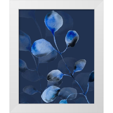 Blue On Blue White Modern Wood Framed Art Print by Boho Hue Studio