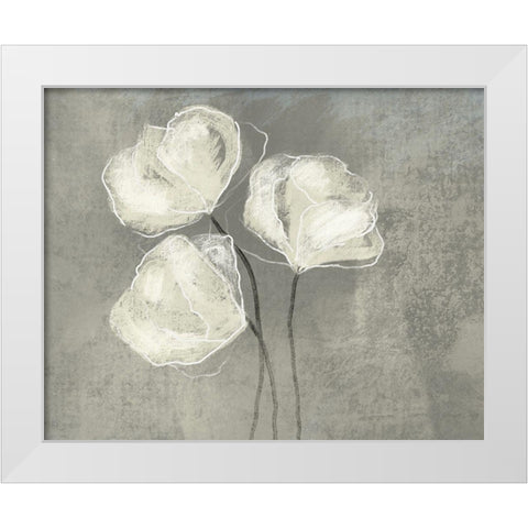Sketched White Blooms 2 White Modern Wood Framed Art Print by Boho Hue Studio