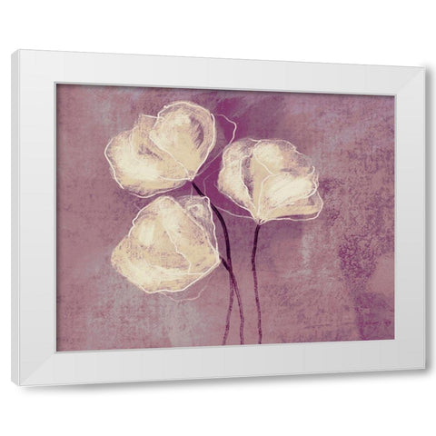 Sketched Flowers on Purple White Modern Wood Framed Art Print by Boho Hue Studio