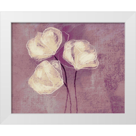 Sketched Flowers on Purple White Modern Wood Framed Art Print by Boho Hue Studio