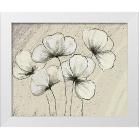 Sketched Flowers on Cream White Modern Wood Framed Art Print by Boho Hue Studio