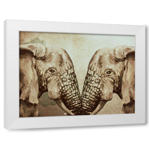Mirror Elephants White Modern Wood Framed Art Print by Boho Hue Studio