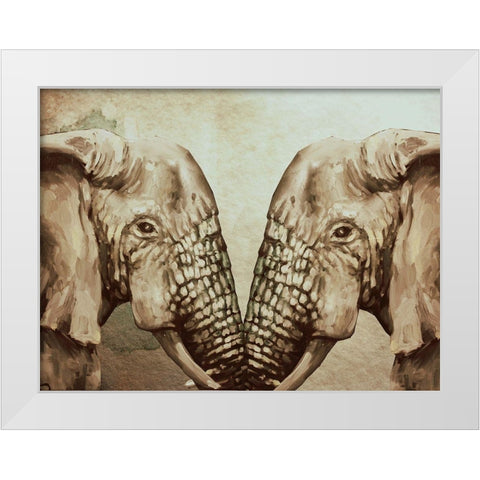 Mirror Elephants White Modern Wood Framed Art Print by Boho Hue Studio