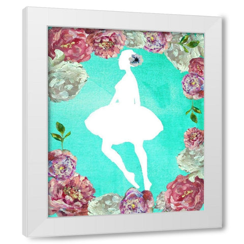 Rose Ballerina White Modern Wood Framed Art Print by Boho Hue Studio