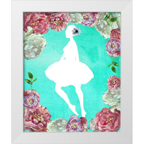 Rose Ballerina White Modern Wood Framed Art Print by Boho Hue Studio