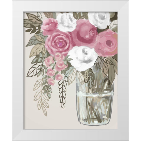 Soft Pink Florals 1 White Modern Wood Framed Art Print by Boho Hue Studio