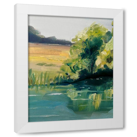 Landscape Along a River White Modern Wood Framed Art Print by Boho Hue Studio