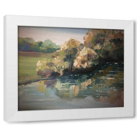 Landscape River 1 White Modern Wood Framed Art Print by Boho Hue Studio