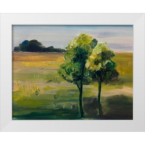 Landscape Of Trees White Modern Wood Framed Art Print by Boho Hue Studio