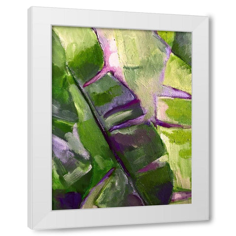Olive Bananna Leaves 1 White Modern Wood Framed Art Print by Boho Hue Studio