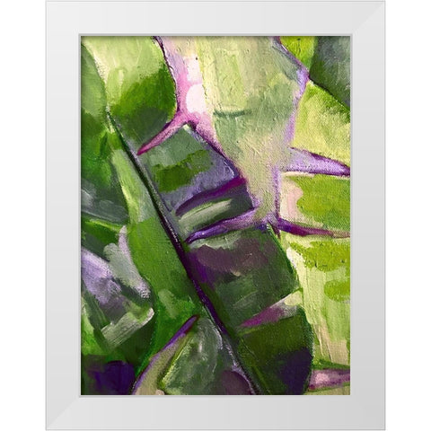 Olive Bananna Leaves 1 White Modern Wood Framed Art Print by Boho Hue Studio