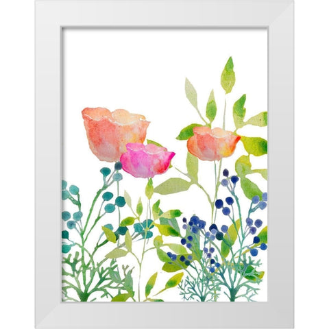 Flowers 20 White Modern Wood Framed Art Print by Boho Hue Studio