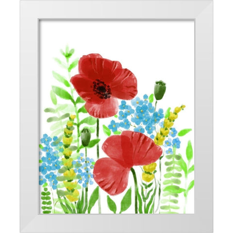 Wild Flowers White Modern Wood Framed Art Print by Boho Hue Studio