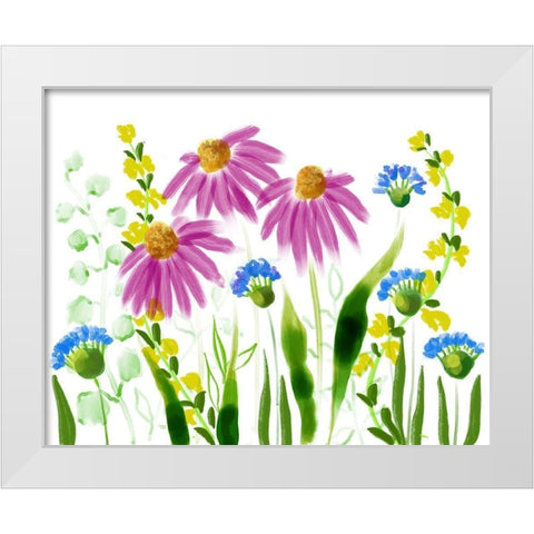 Wild Flowers 10 White Modern Wood Framed Art Print by Boho Hue Studio