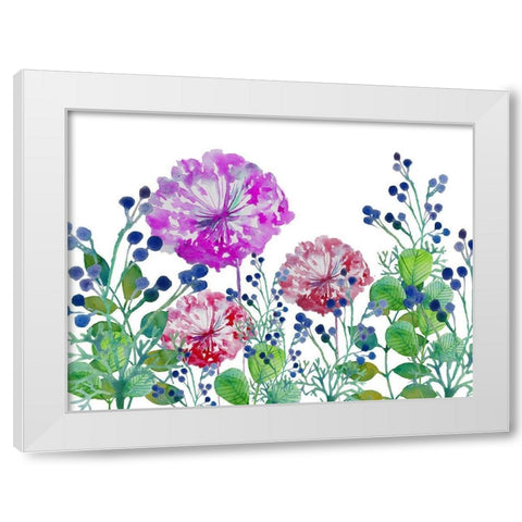 Floral field White Modern Wood Framed Art Print by Boho Hue Studio