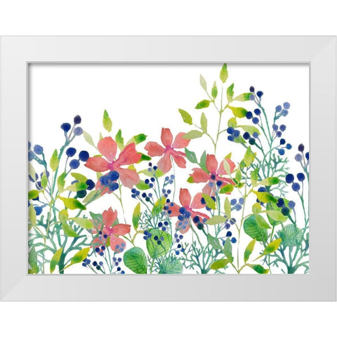 Floral field II White Modern Wood Framed Art Print by Boho Hue Studio