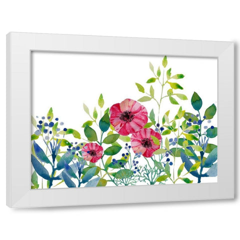 Floral field III White Modern Wood Framed Art Print by Boho Hue Studio