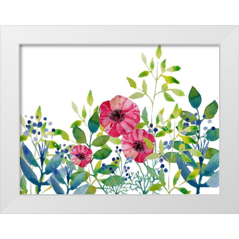 Floral field III White Modern Wood Framed Art Print by Boho Hue Studio