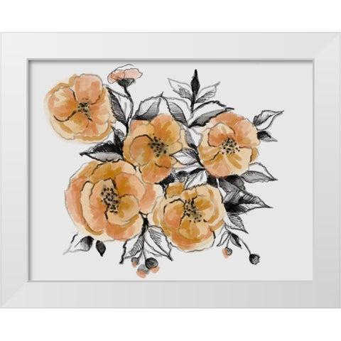 Floral field White Modern Wood Framed Art Print by Boho Hue Studio