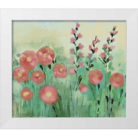 Floral Field White Modern Wood Framed Art Print by Boho Hue Studio