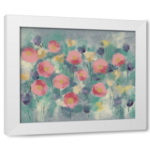 Floral field II White Modern Wood Framed Art Print by Boho Hue Studio