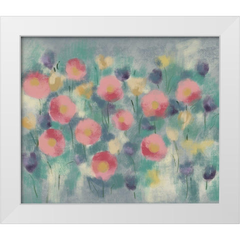 Floral field II White Modern Wood Framed Art Print by Boho Hue Studio