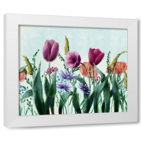 Floral field 1 White Modern Wood Framed Art Print by Boho Hue Studio