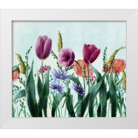 Floral field 1 White Modern Wood Framed Art Print by Boho Hue Studio