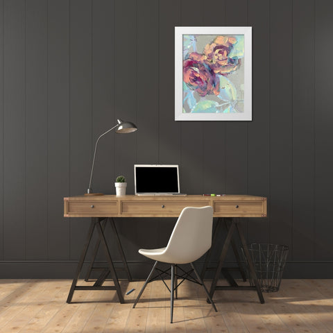 Roses White Modern Wood Framed Art Print by Boho Hue Studio