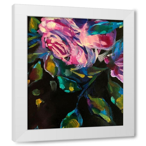 Roses7 White Modern Wood Framed Art Print by Boho Hue Studio