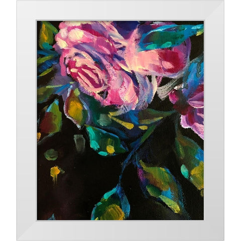 Roses7 White Modern Wood Framed Art Print by Boho Hue Studio