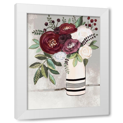 Neutral Floral Bouquet 1 White Modern Wood Framed Art Print by Boho Hue Studio