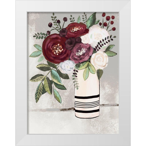 Neutral Floral Bouquet 1 White Modern Wood Framed Art Print by Boho Hue Studio