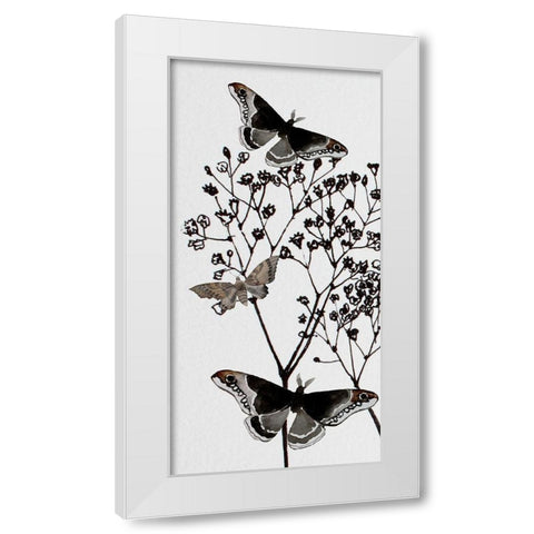 Dark Butterflys 1 White Modern Wood Framed Art Print by Boho Hue Studio