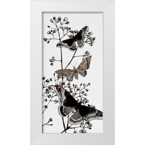 Dark Butterflys 2 White Modern Wood Framed Art Print by Boho Hue Studio