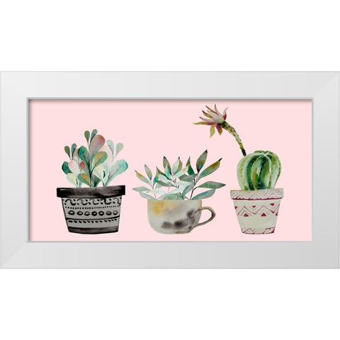 Succulant Trio White Modern Wood Framed Art Print by Boho Hue Studio