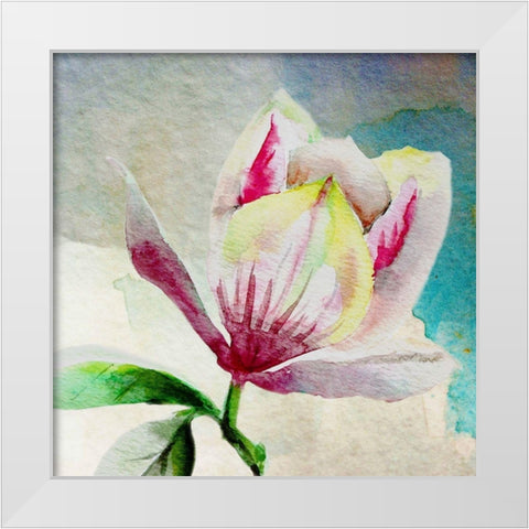 Rising Magnolia White Modern Wood Framed Art Print by Boho Hue Studio