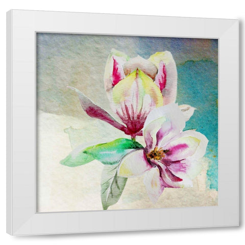Magnolia Pair White Modern Wood Framed Art Print by Boho Hue Studio