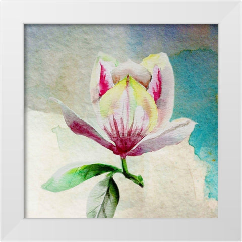 Solitary Magnolia White Modern Wood Framed Art Print by Boho Hue Studio