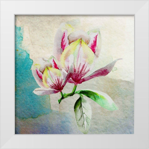Magnolia Pair 2 White Modern Wood Framed Art Print by Boho Hue Studio