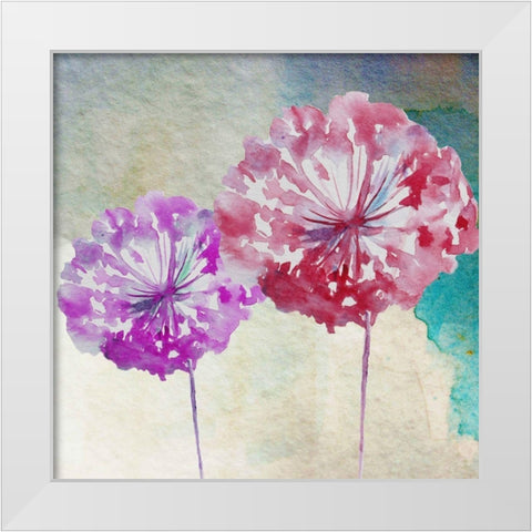 Poof Pair White Modern Wood Framed Art Print by Boho Hue Studio