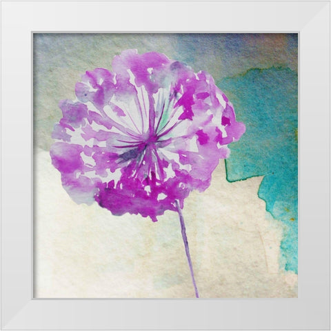 Purple Poof White Modern Wood Framed Art Print by Boho Hue Studio