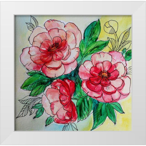 Blossom Trio White Modern Wood Framed Art Print by Boho Hue Studio