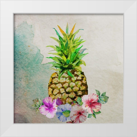 Pineapple White Modern Wood Framed Art Print by Boho Hue Studio