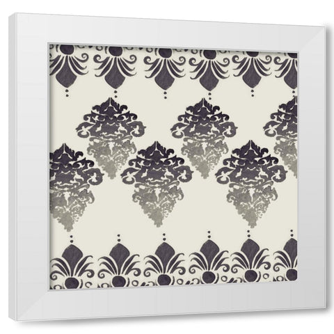Blue Ombre Damask 4 White Modern Wood Framed Art Print by Boho Hue Studio